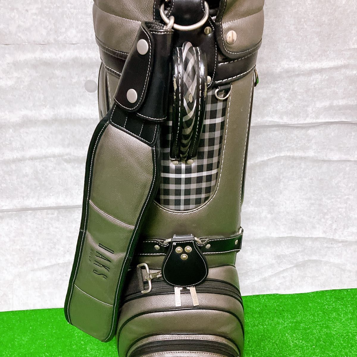 DAKS GOLF ダックス ゴルフ キャディバッグ PUレザー チェック柄 8.5型