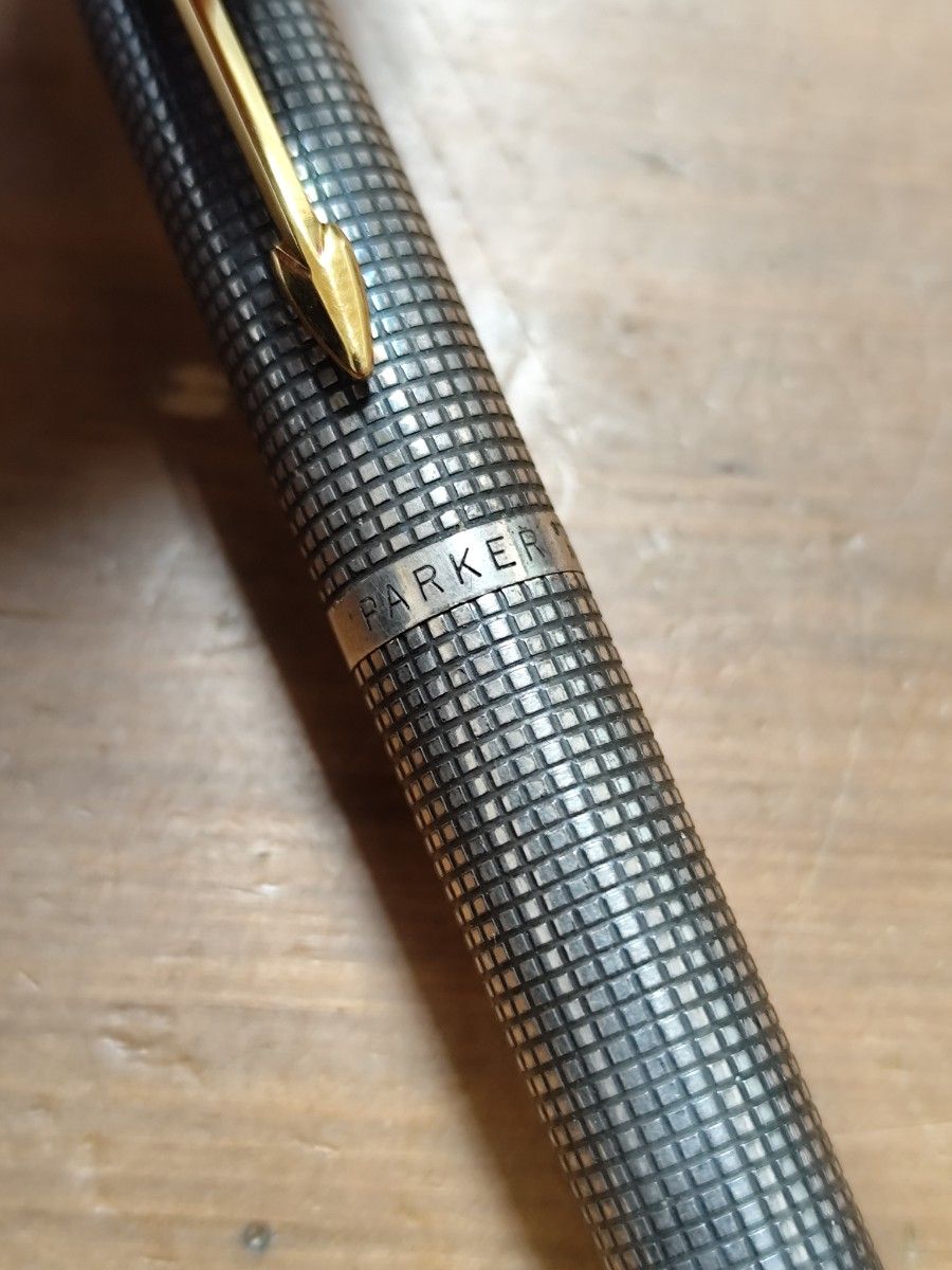 PARKER パーカー 75 万年筆 スターリングシルバー ペン先 14k 格子柄