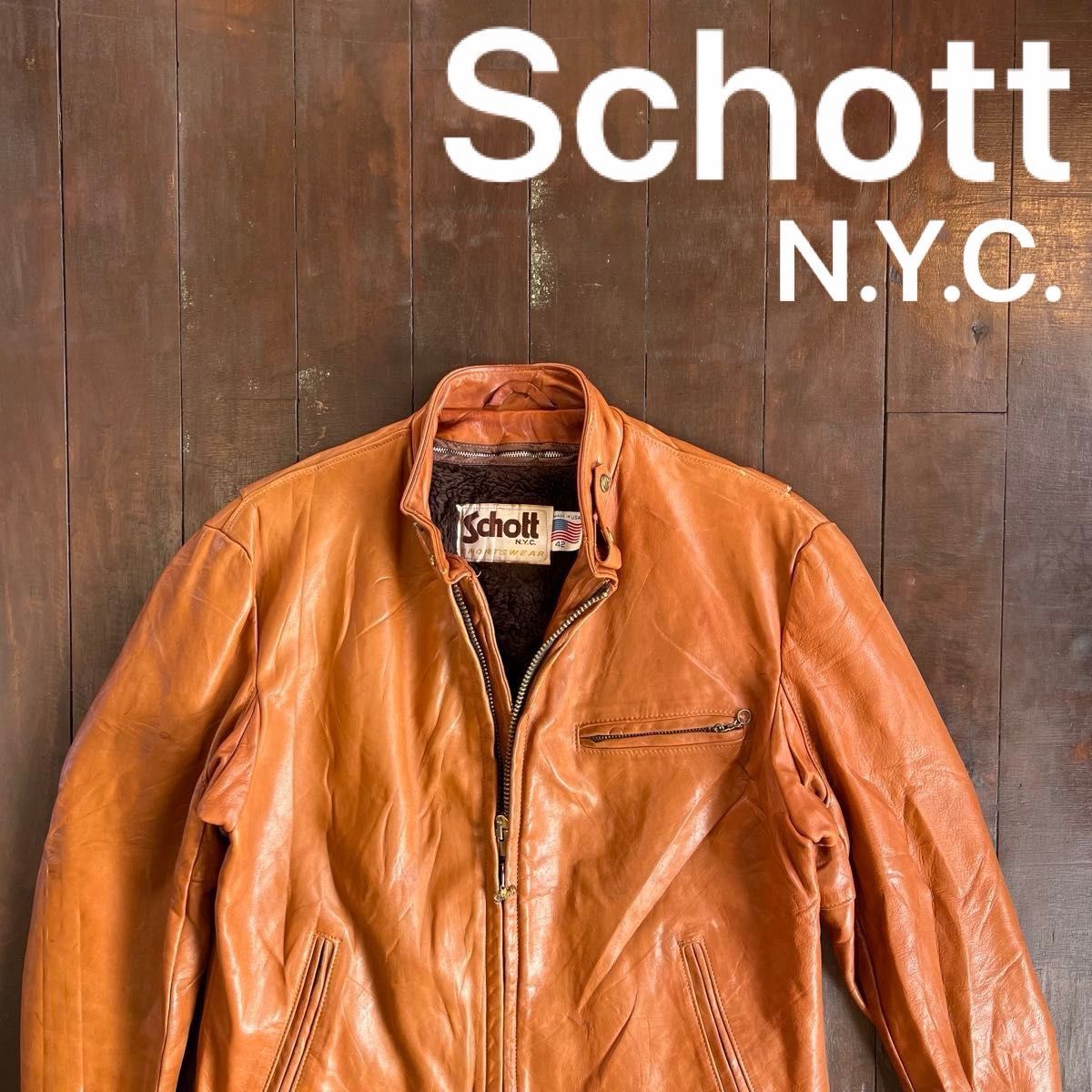 USA製 【Schott NYC ショット】レザーシングルライダースジャケット