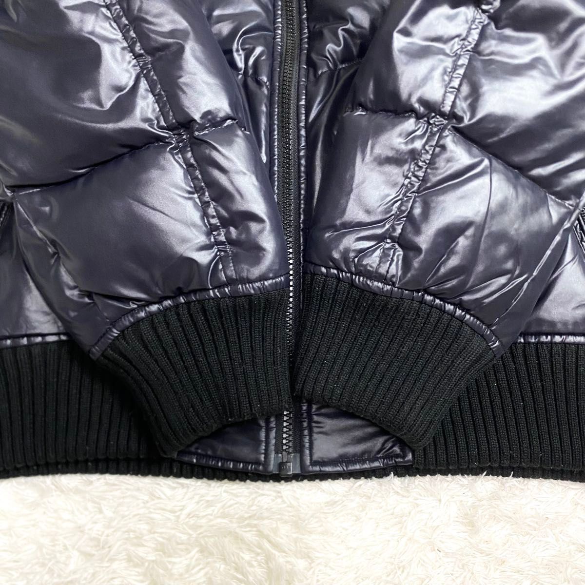 OLD UNIQLO fur down jacket 00s y2k 光沢 短丈 オールドユニクロ