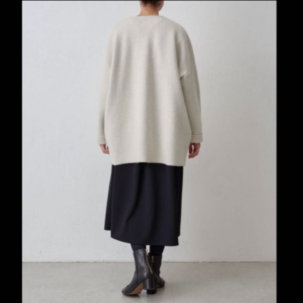 BEARDSLEY（ビアズリー） 洗えるニットコート アイボリー ノーカラー