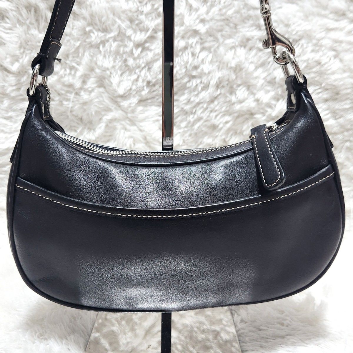 COACH ワンショルダーバッグ レザー ハーフムーン ブラック 7593
