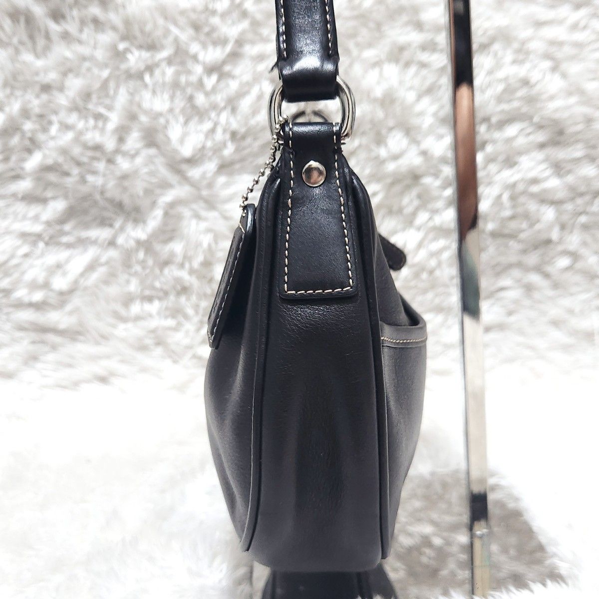 COACH ワンショルダーバッグ レザー ハーフムーン ブラック 7593