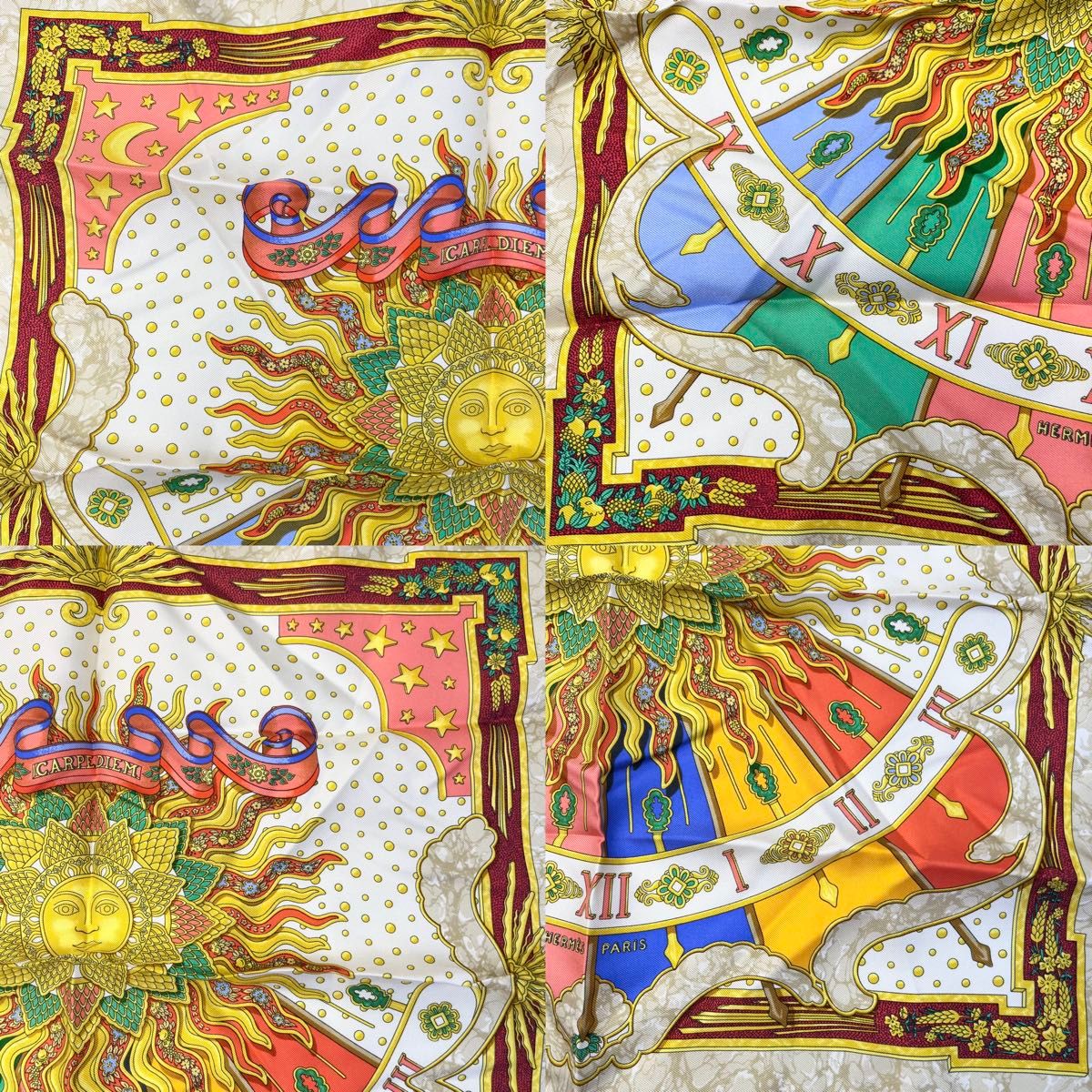 HERMES エルメス ミニスカーフ シルク製 CARPE DIEM