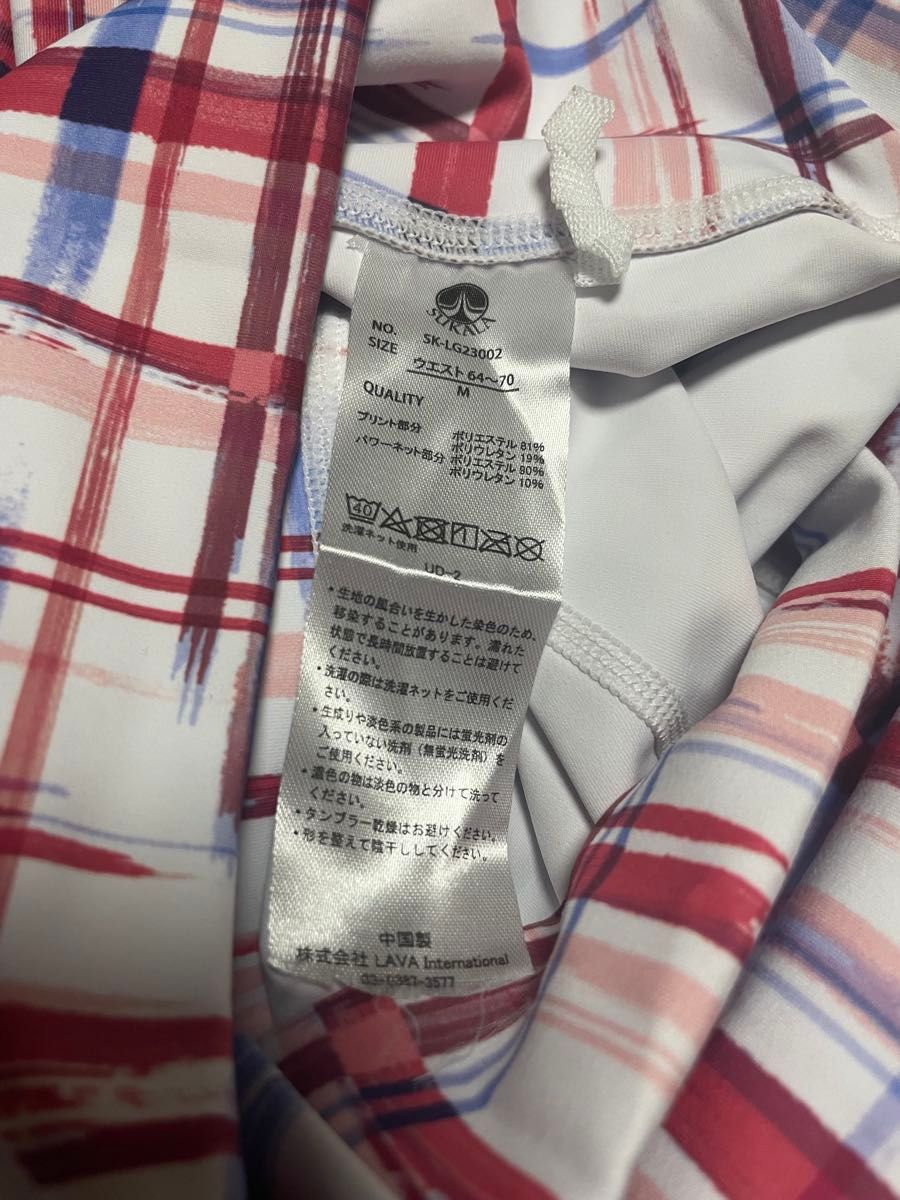 SUKALA チェックレギンス レッド L 背面メッシュ LAVA SUKALA チェック