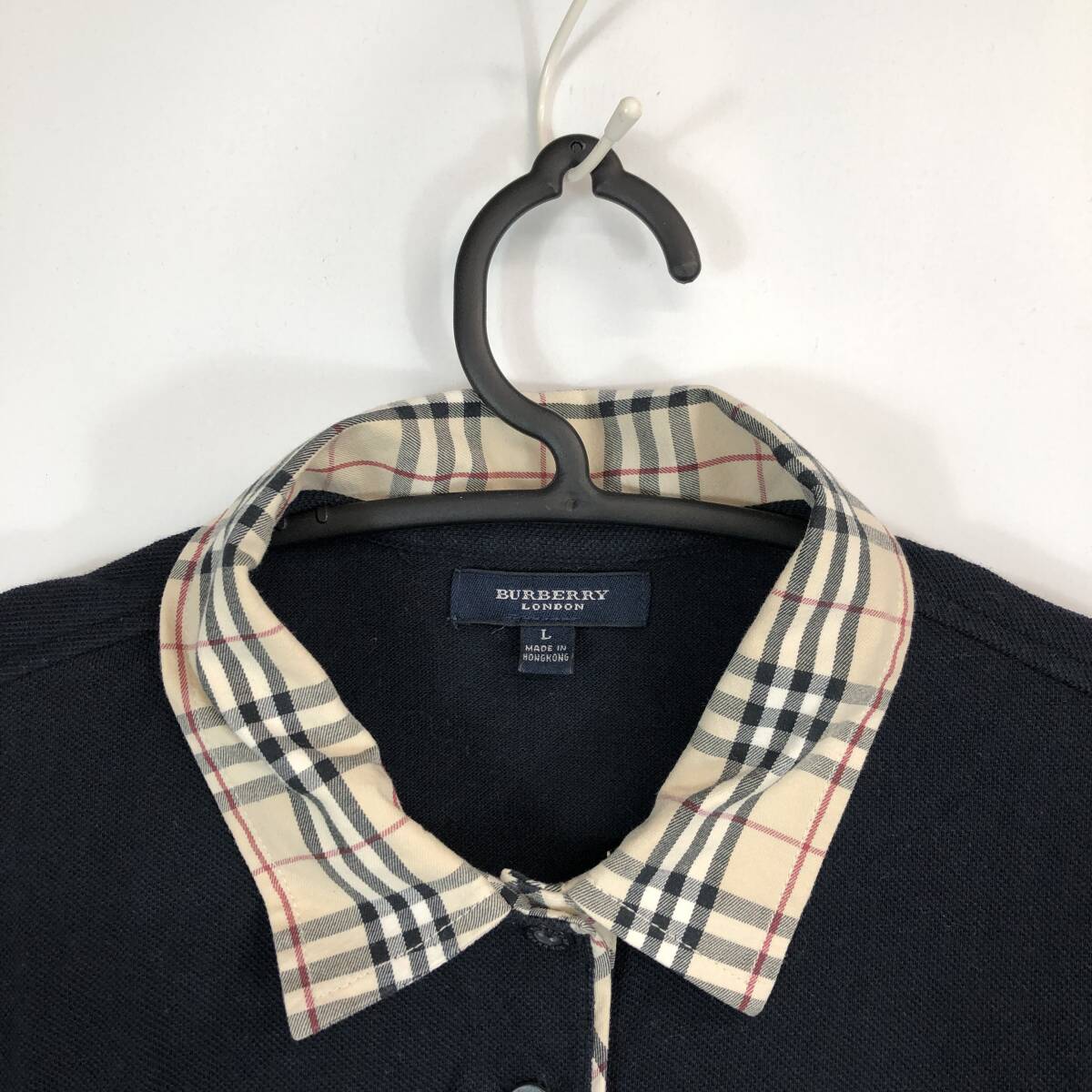バーバリー BURBERRY LONDON 半袖ポロシャツノバチェック ブラック L