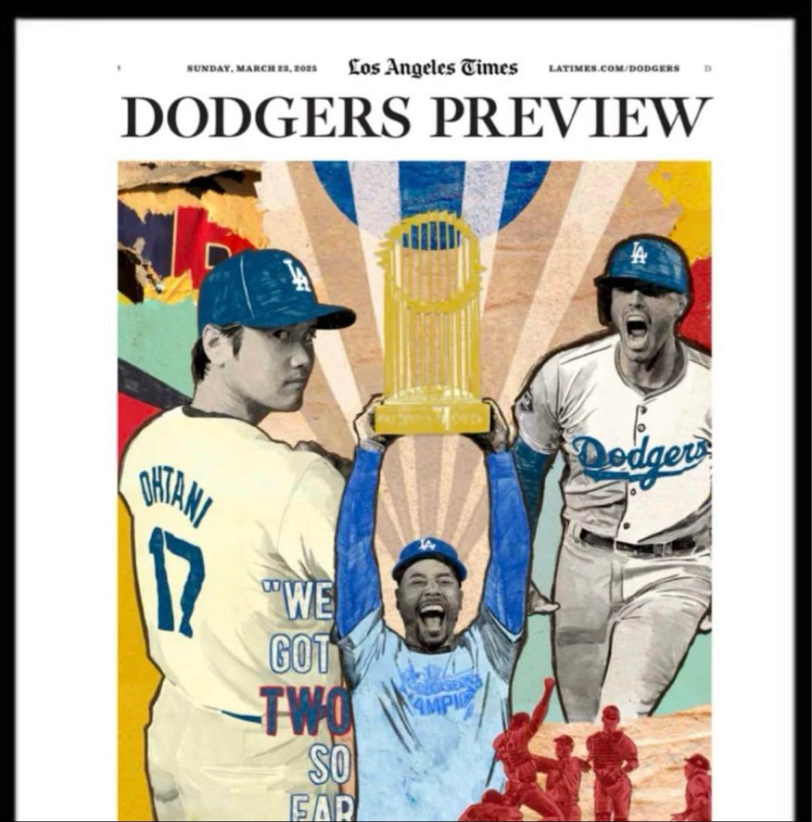 ドジャース 大谷翔平 『伝説の試合記念号】ロサンゼルスタイムズ 額縁