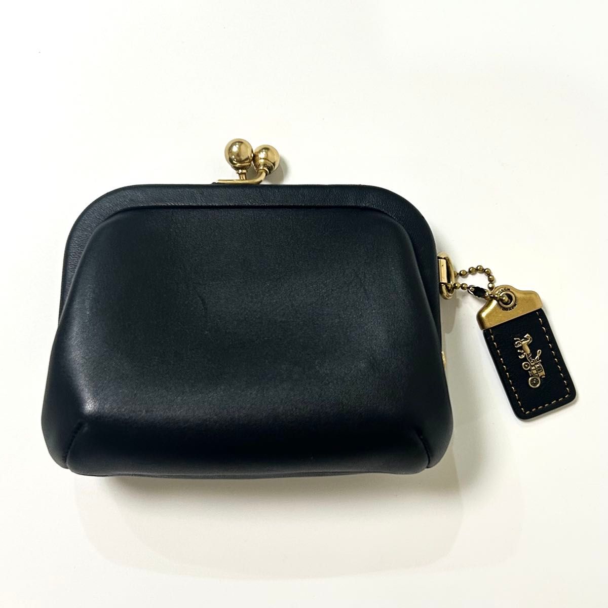 未使用】COACH コーチ キスロック がま口 コインケース レザー 黒 箱付