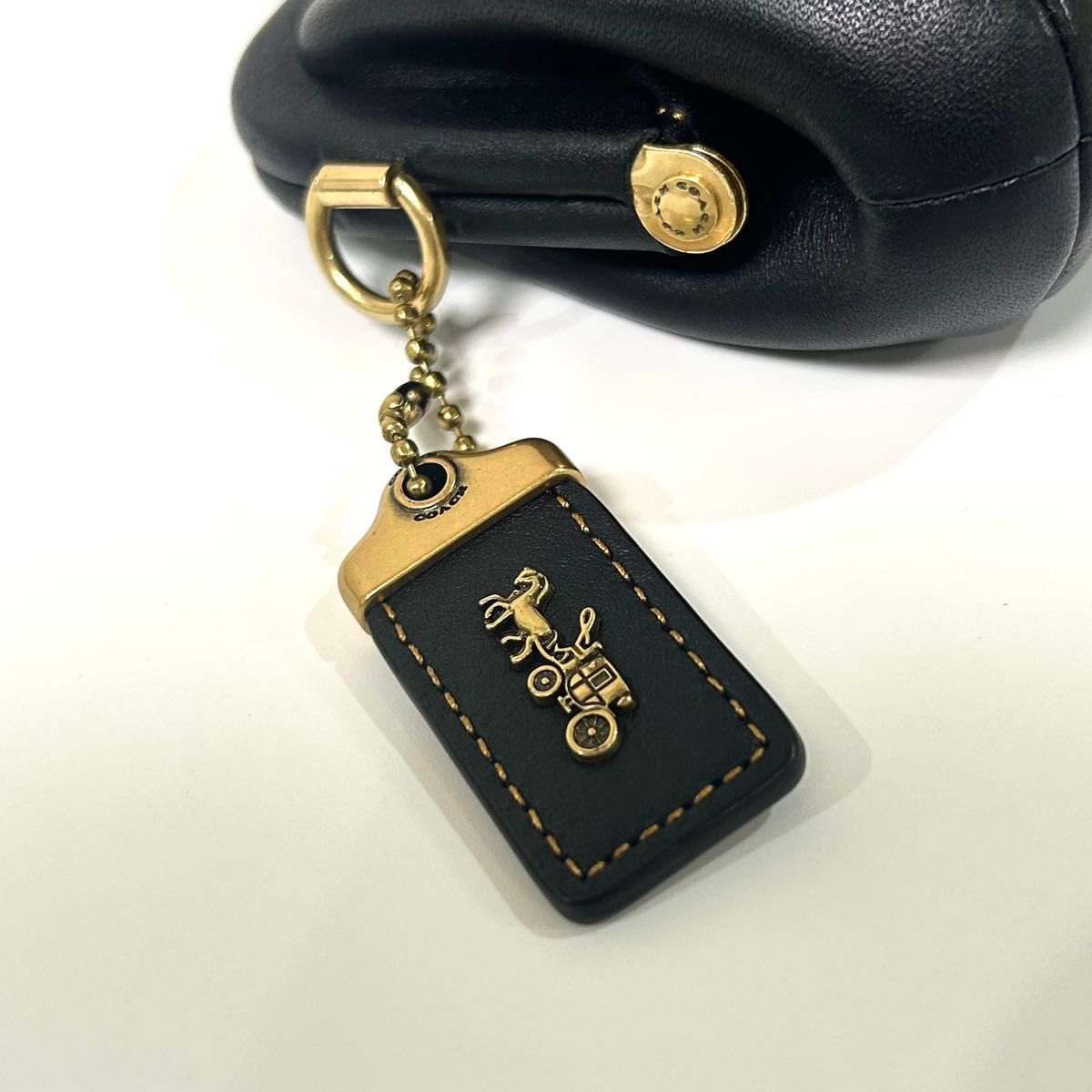 未使用】COACH コーチ キスロック がま口 コインケース レザー 黒 箱付