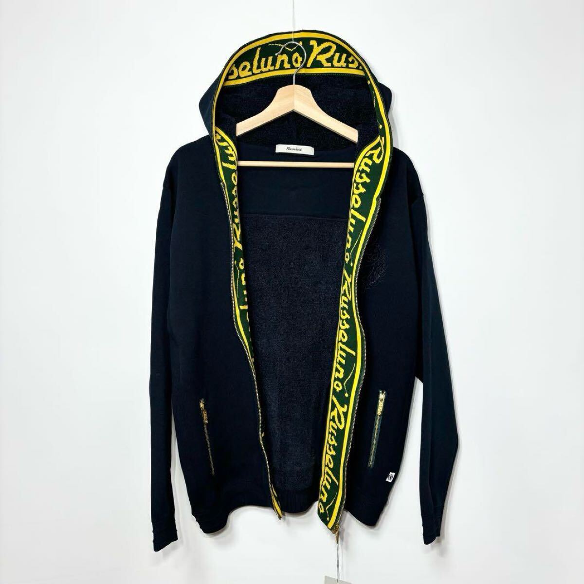 新品 ラッセルノ ジップ アップ ニット ビック フーディー ネイビー L