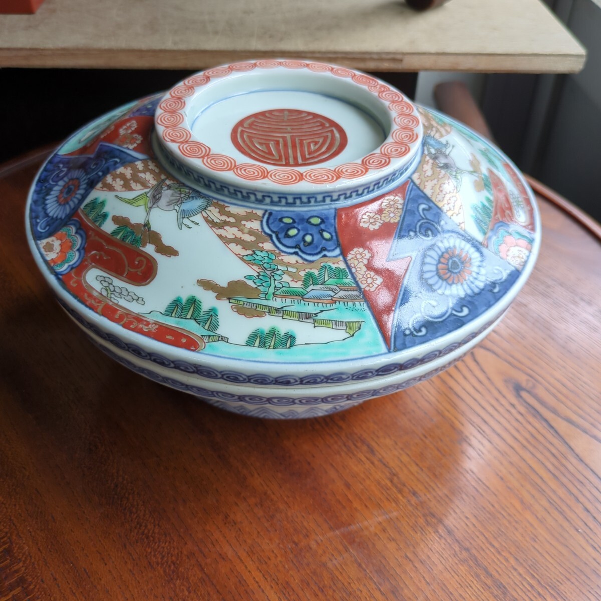 骨董 蓋茶碗 茶碗 陶器 色絵 煮物椀 向付 アンティーク 5つ〜 骨董 蓋