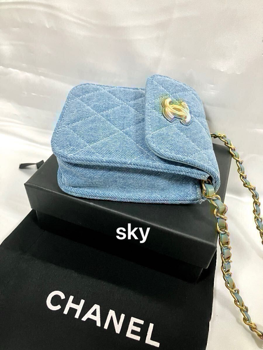 新品 CHANEL シャネル ノベルティ デニム ショルダーバッグ ゴールド
