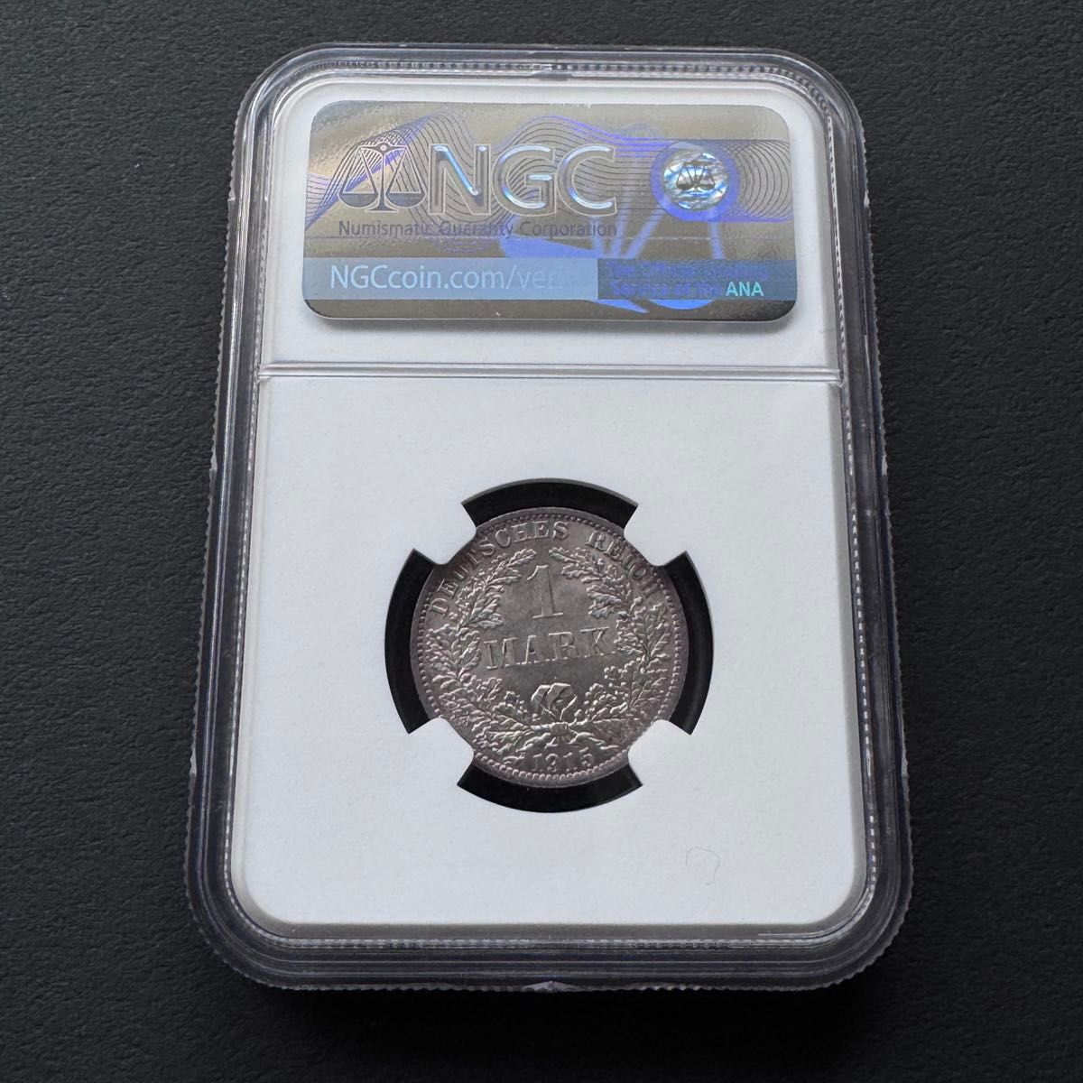 準最高鑑定 1915年 ドイツ帝国 1マルク銀貨 NGC MS63鑑定済／大鷲紋章
