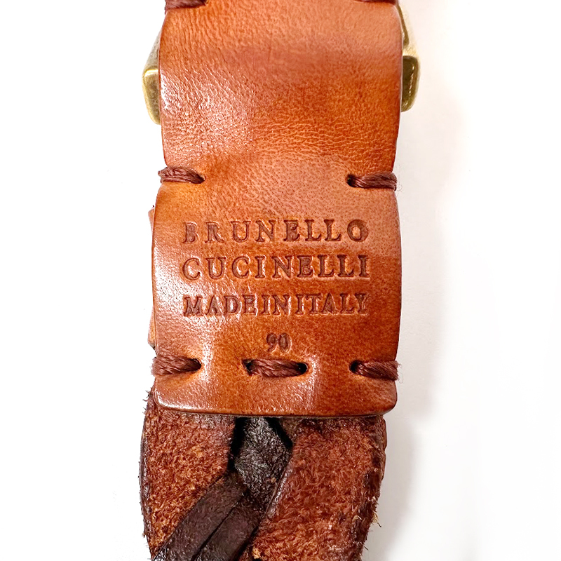 新品！BRUNELLO CUCINELLI 編み込みレザーベルト 90