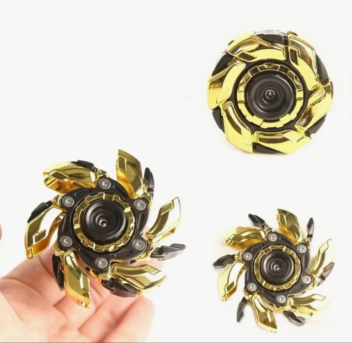 展開式ハンドスピナー 黒金 高精度 4分超え 高回転 ケース付 EDC フィ
