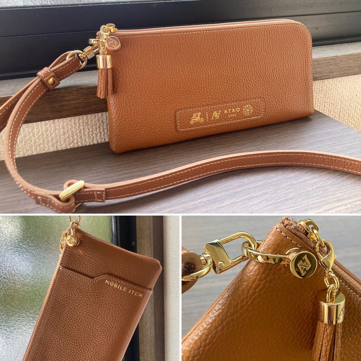 極美品 ATAO Batty(バティ)／バッグにもなる長財布 キャメル｜Yahoo
