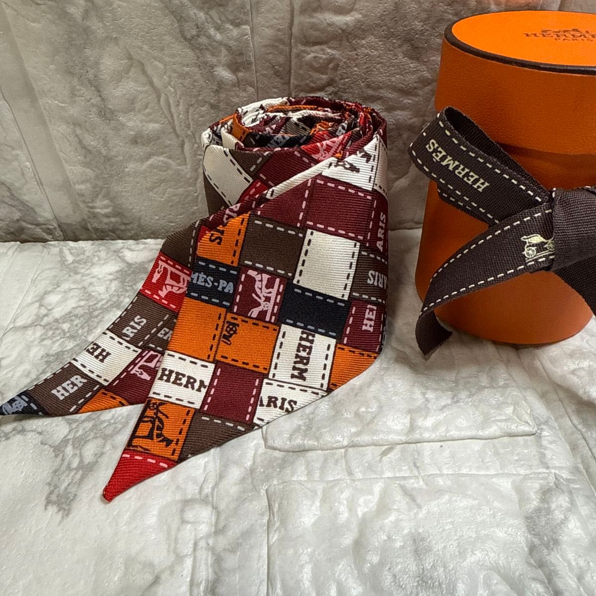 入手困難カラー HERMES エルメス ツイリー ボルデュック チェック柄