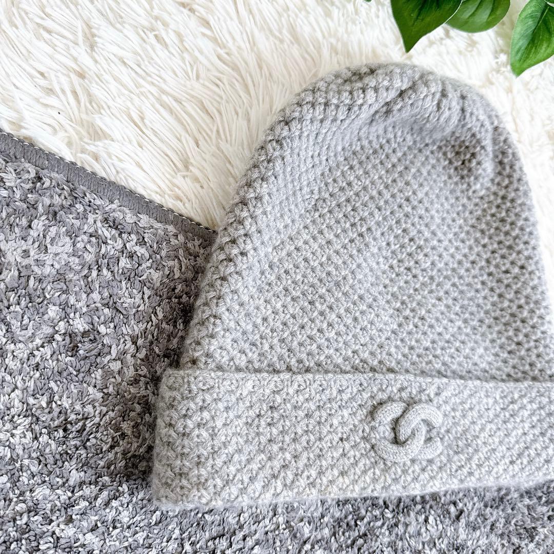 確実正規品 美品 CHANEL シャネル カシミヤ100% ビーニー ニット帽