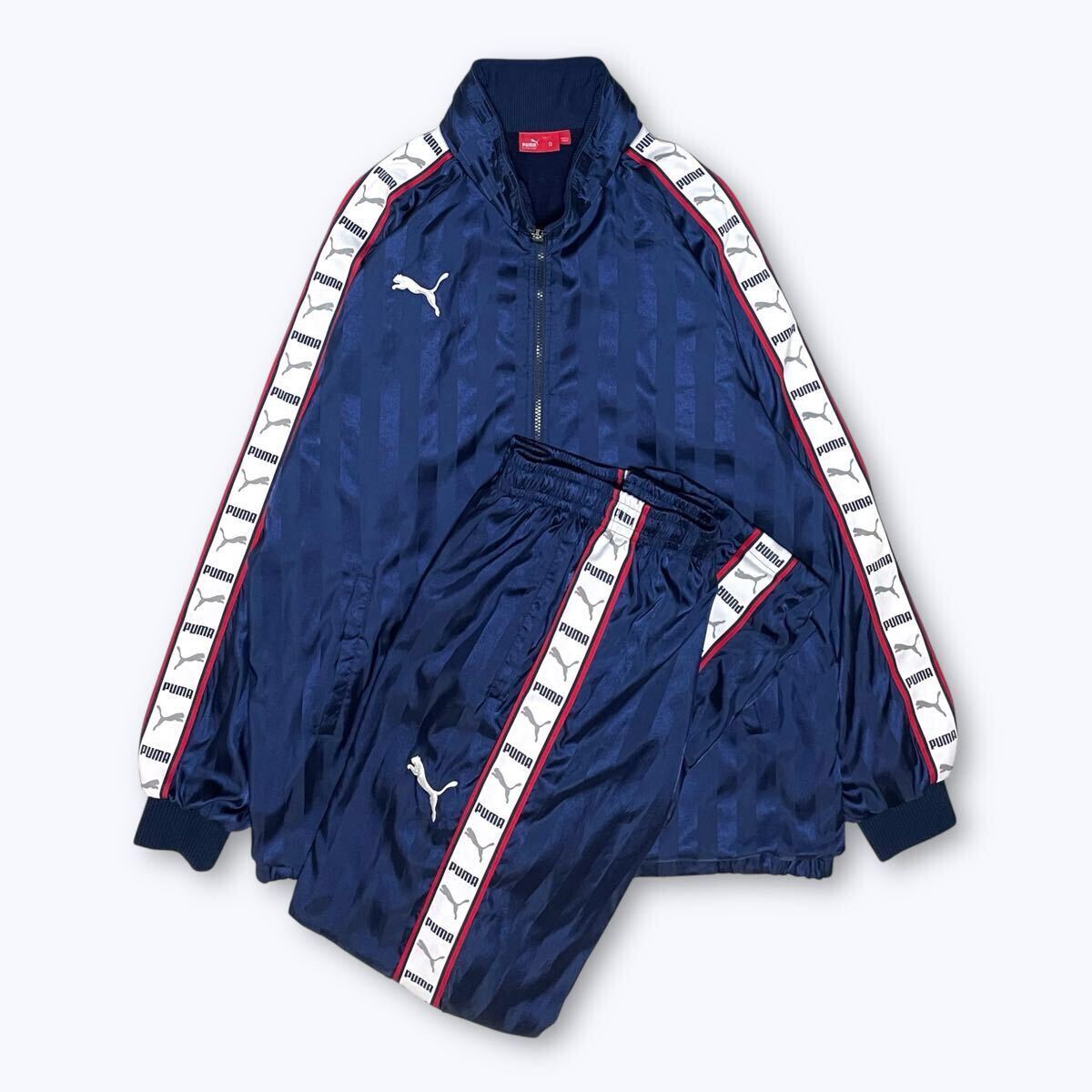 プーマ PUMA ナイロンジャケット 上下セット 紺色 ネイビー O オレンジ