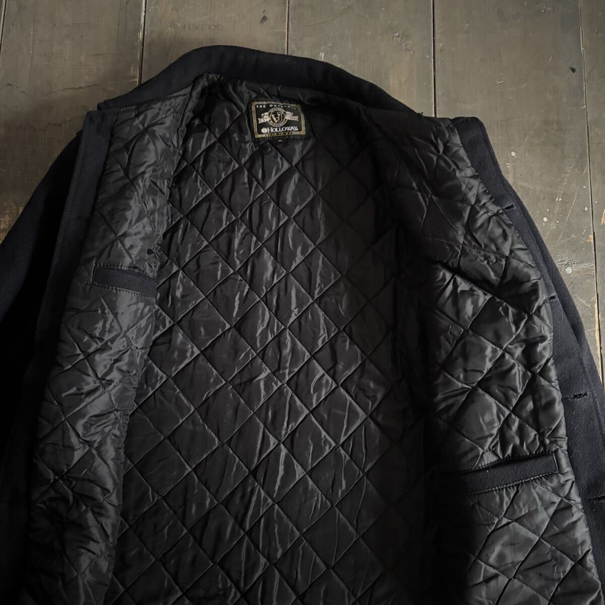 90s Holloway all melton long varsity jacket black ホロウェイ