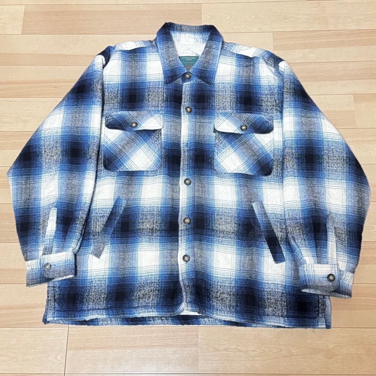 90s 裏地ボア LL オンブレチェック シャツジャケット BAYLEAF