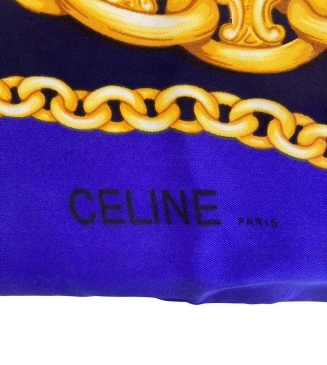 CELINE 大判ストール ネイビー/ゴールド セリーヌ CELINE/スカーフ