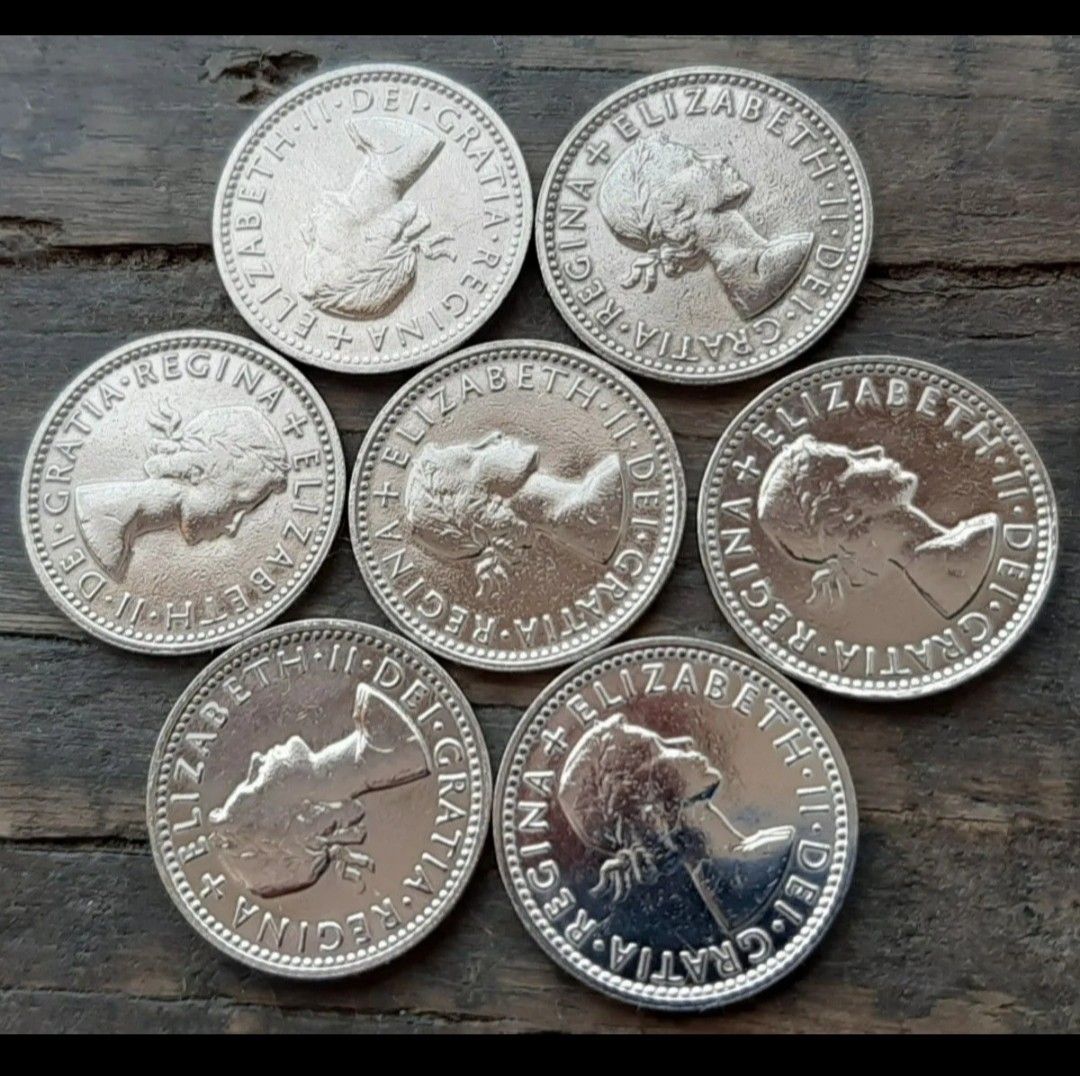 7枚セット 幸せのシックスペンス イギリス 1961年~1967年ラッキー6