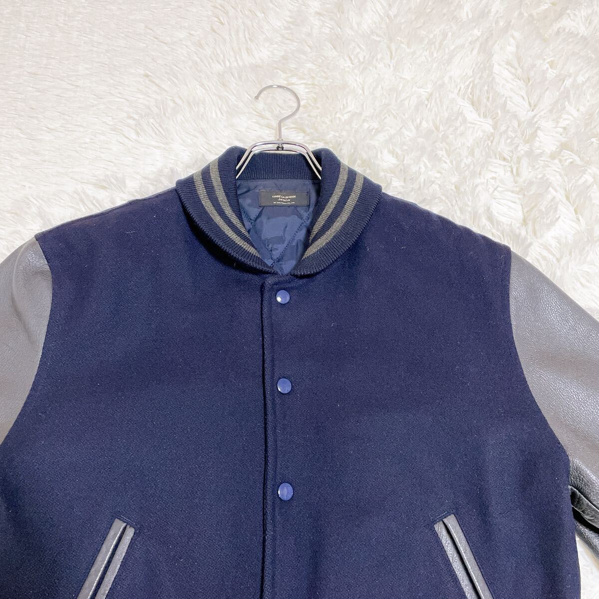 90S【COMME CA DU MODE】 コムサデモード スタジャン 袖レザー｜Yahoo