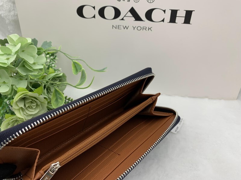 コーチ COACH 長財布 財布 ネイビー プレゼント 贈り物 ギフト 花柄