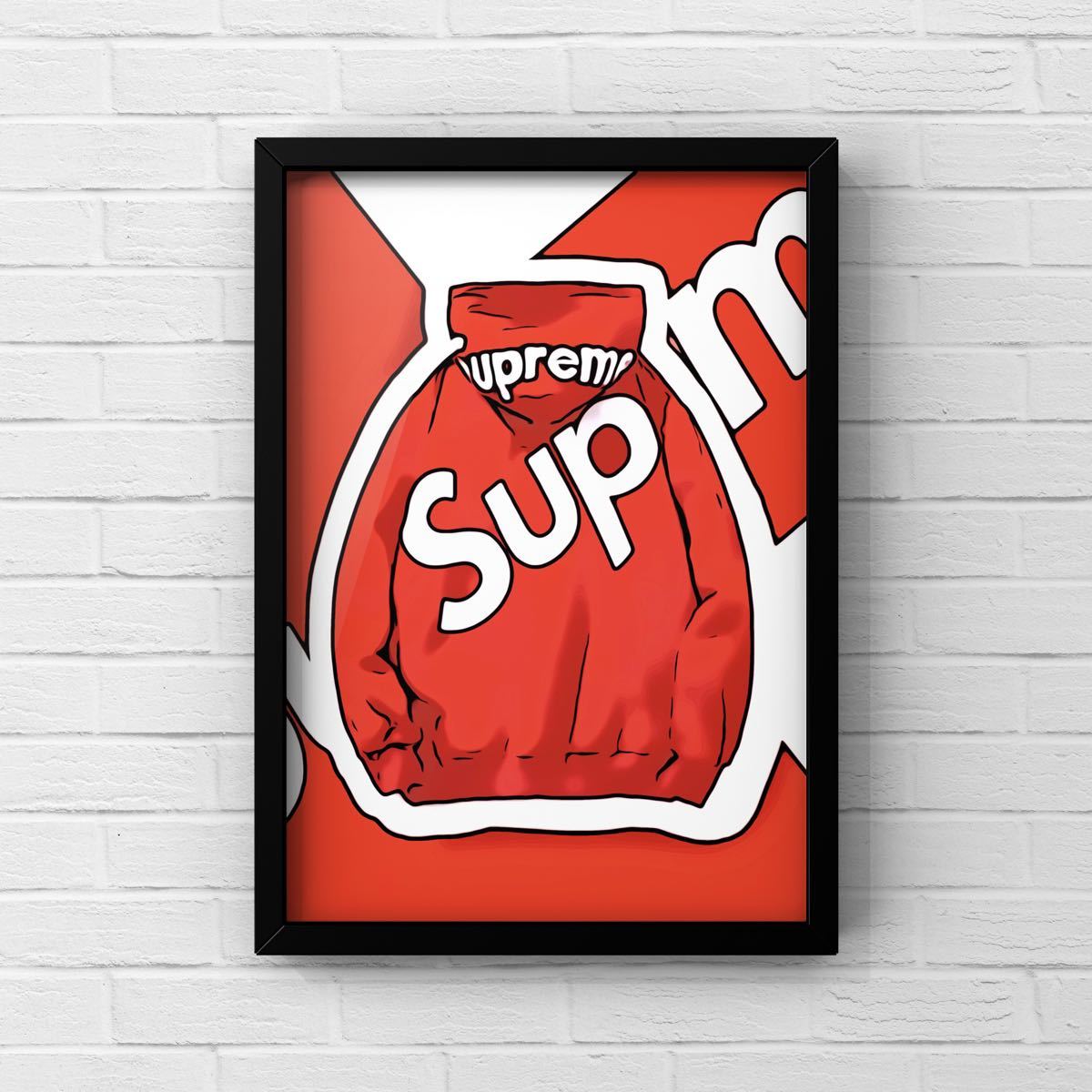 supreme シュプリームパーカーオマージュアートポスター(フレーム付き