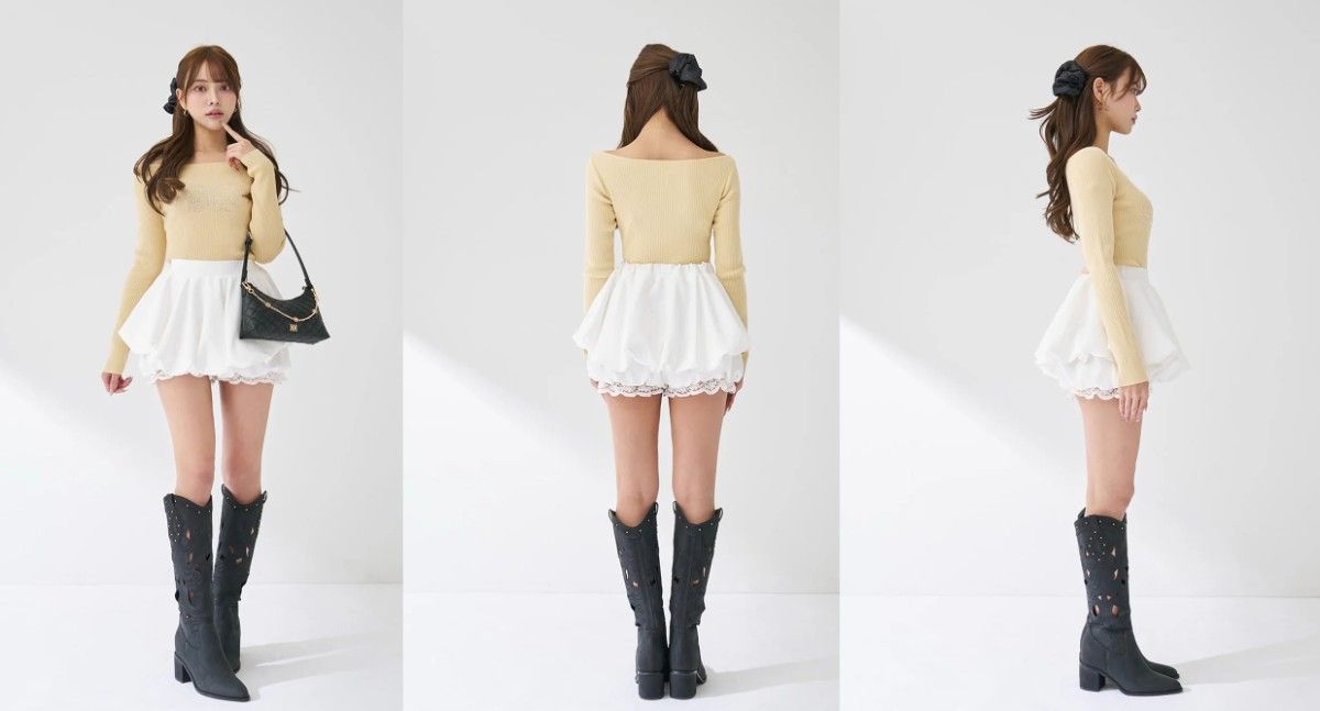 ダーリッチ darich ボリュームバルーンミニスカート ホワイト WHT FL