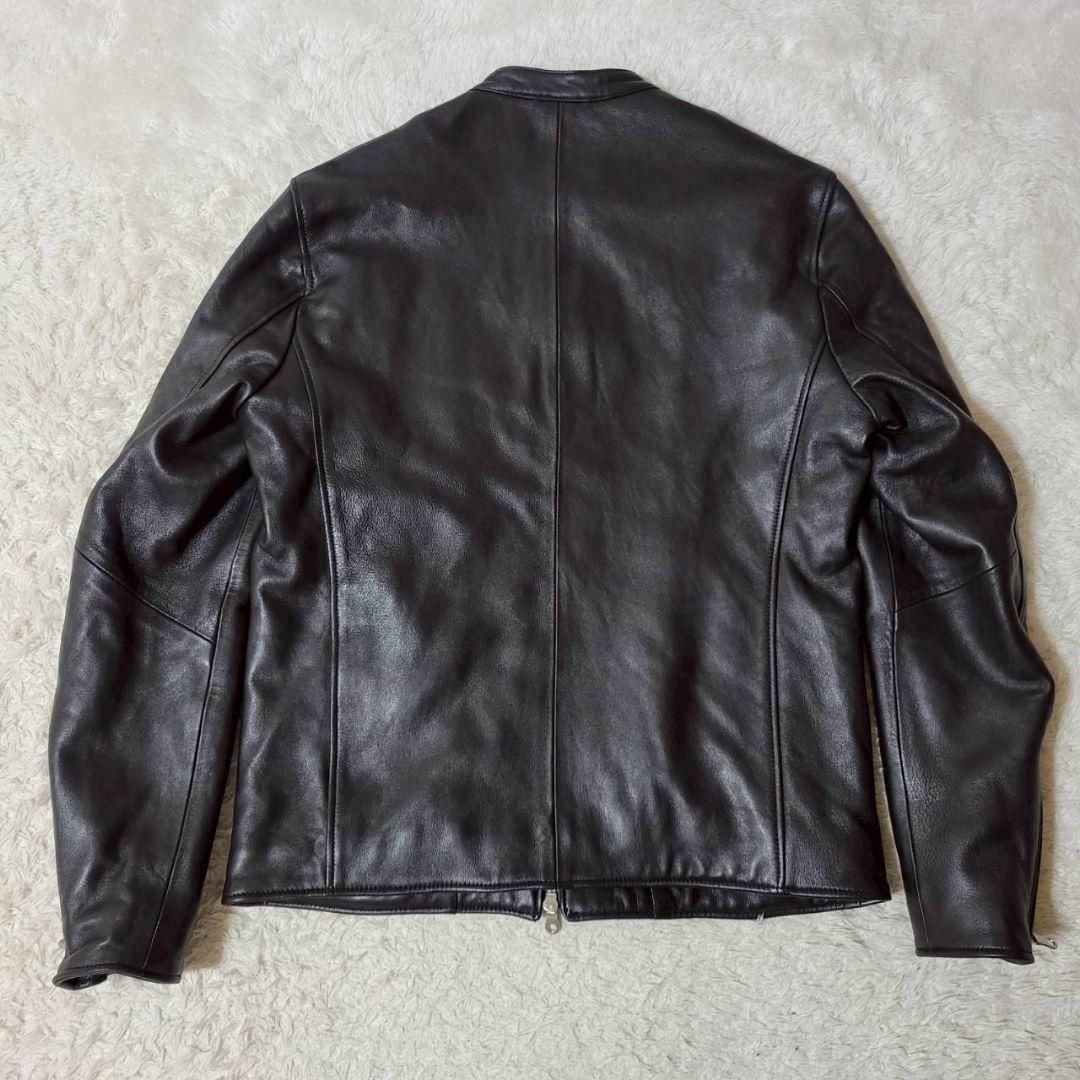 美品 ナノユニバース シングルライダースジャケット 羊革 黒 中綿
