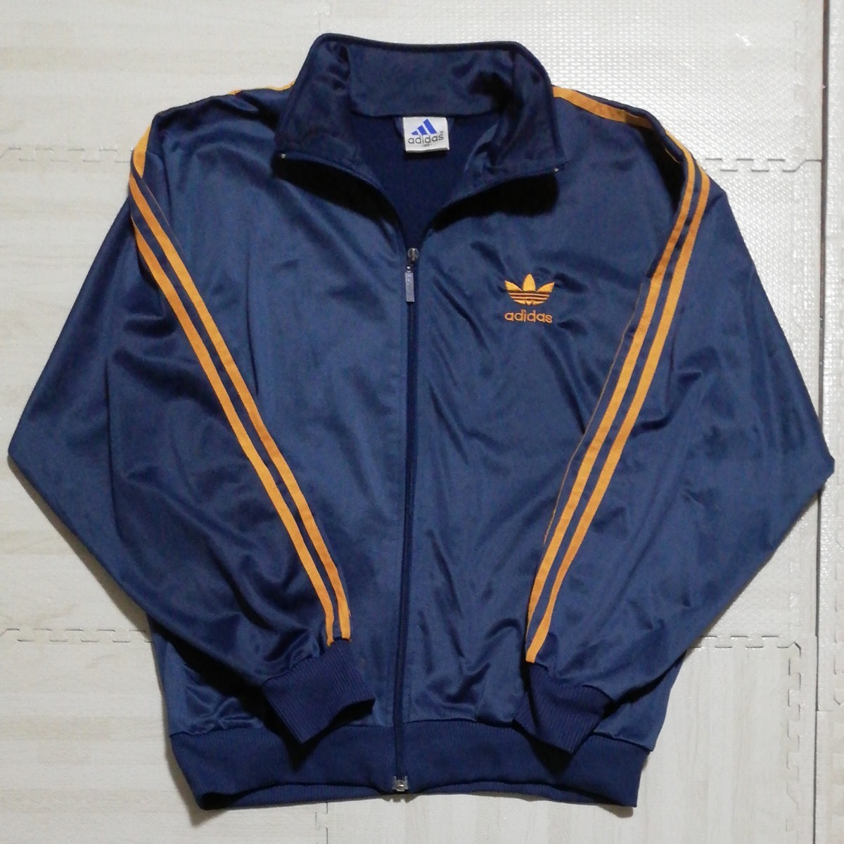 adidas トラックジャケット ジャージ ビンテージ ネイビー オレンジ 紺