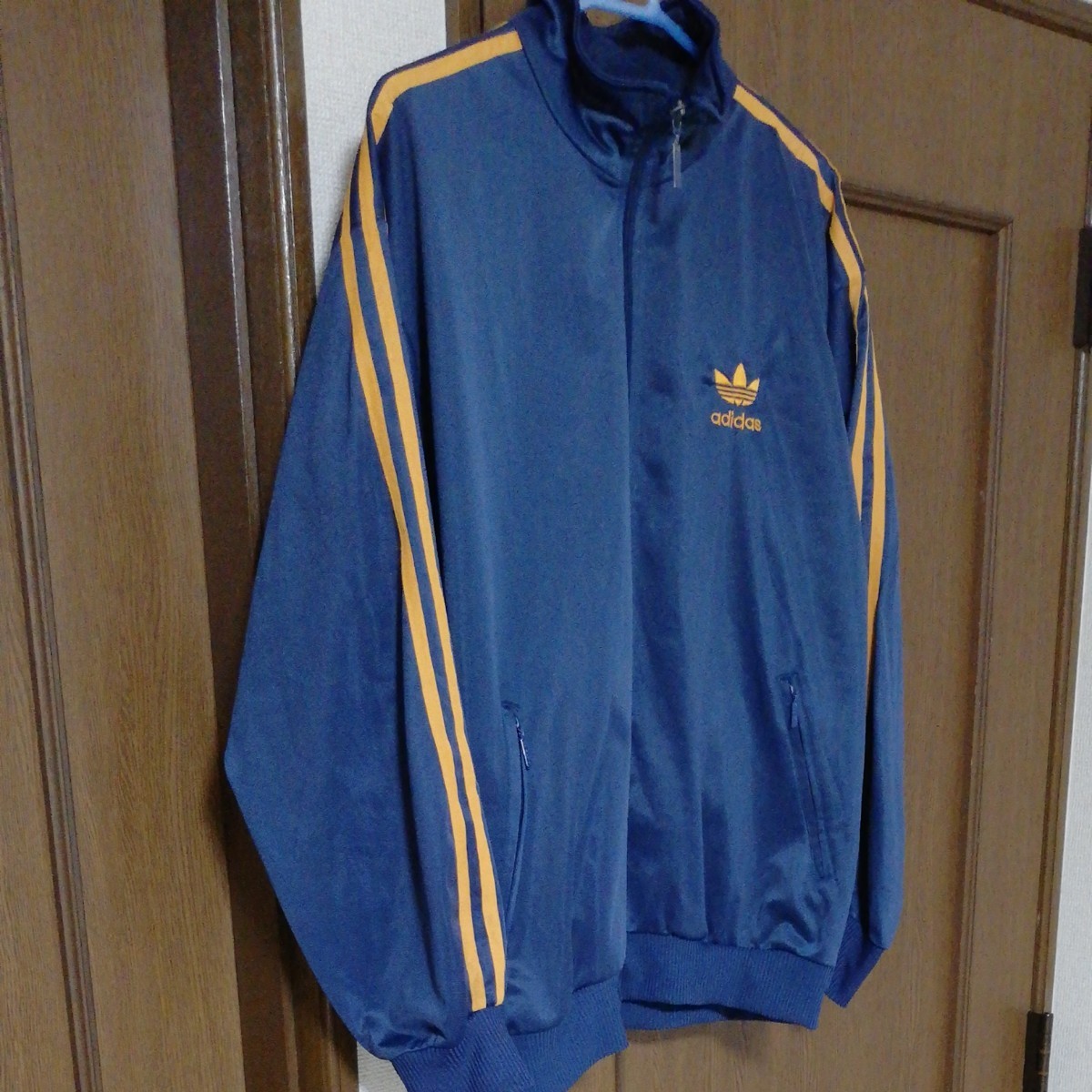 adidas トラックジャケット ジャージ ビンテージ ネイビー オレンジ 紺