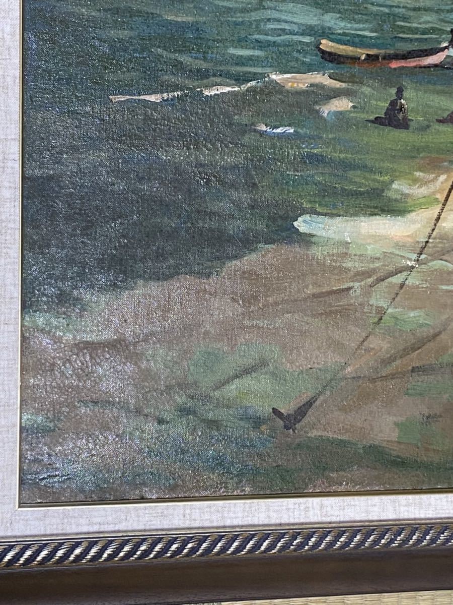 真作】絵画 油彩6号 上堰潟 春爛漫の風景画 柔らかな筆致 W6 真作