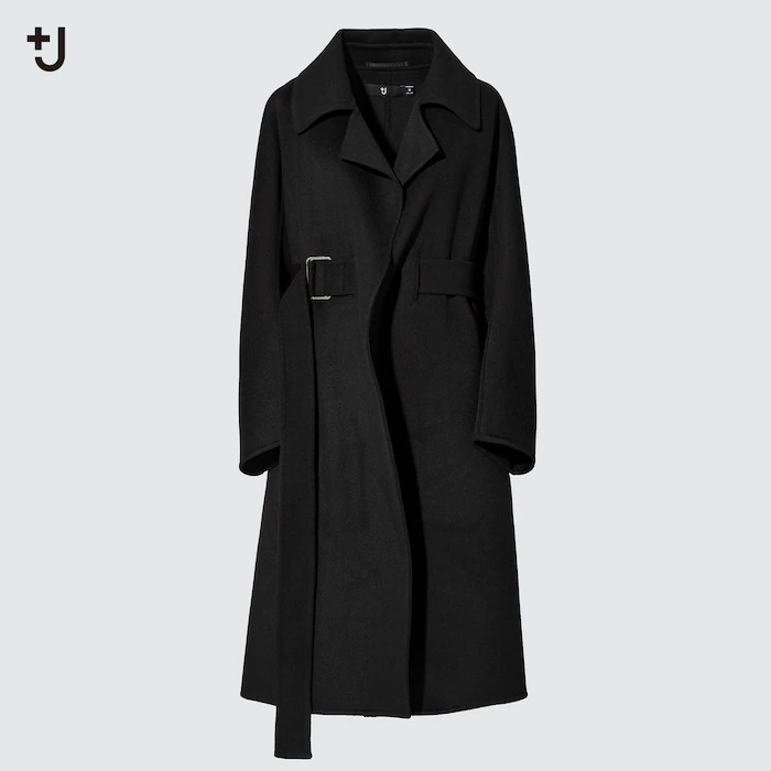 UNIQLO +J カシミヤブレンドラップロングコートXL ブラック｜Yahoo