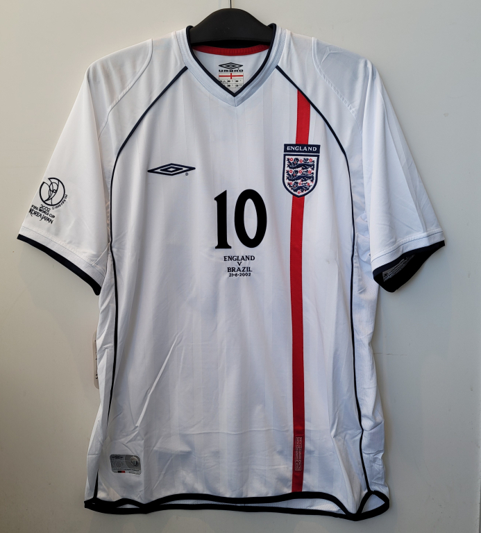 Umbro England シャツ 2002年ブラジル戦 マッチデイ刺繍入り Umbro
