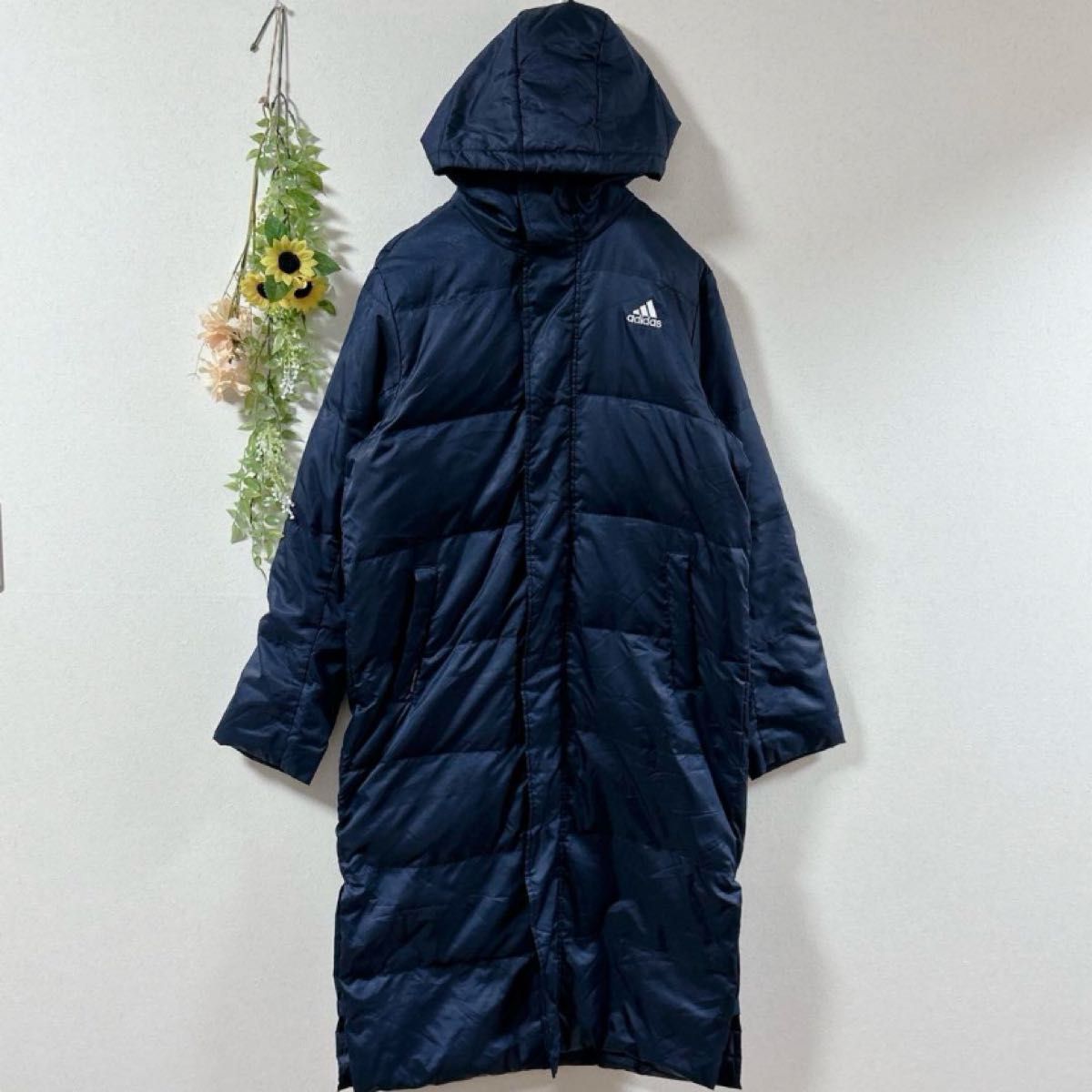 adidas アディダス ネイビー ハーフベンチコート サイズXL adidas