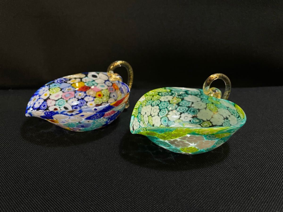 MURANO ムラノ 金彩 レッド ミルフィオリ お碗 皿 MURANO ムラノ 金彩