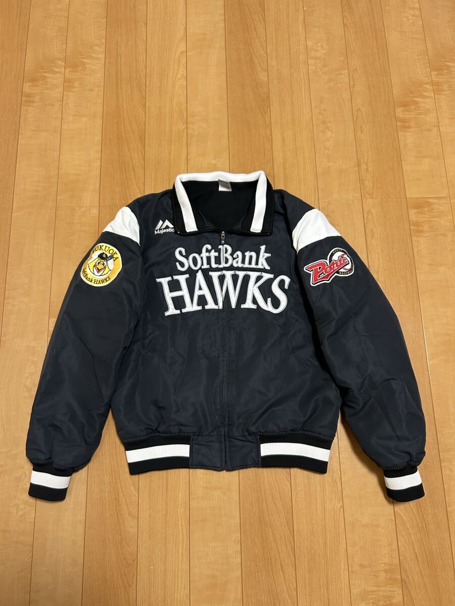 Majestic SoftBank Hawks スタジャン ブラック 黒 3XL Majestic