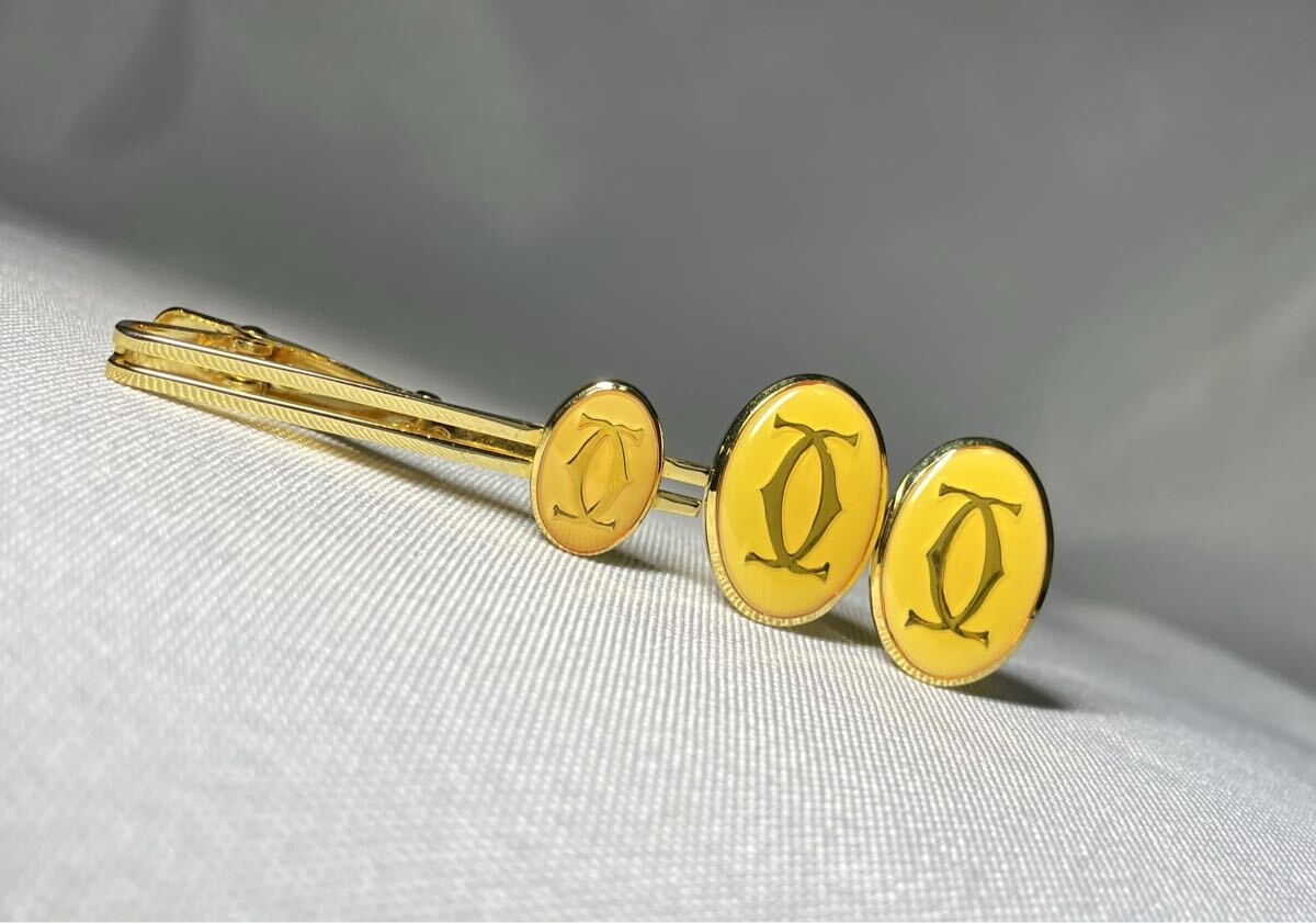 極美品Cartier カルティエ 2Cカフリンクス・タイピンセット高周波洗浄