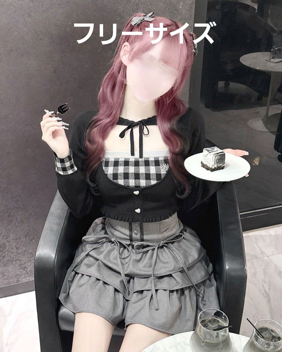 ミシェルマカロン ハニーミュウ ハートカット肩あきケーブルニット