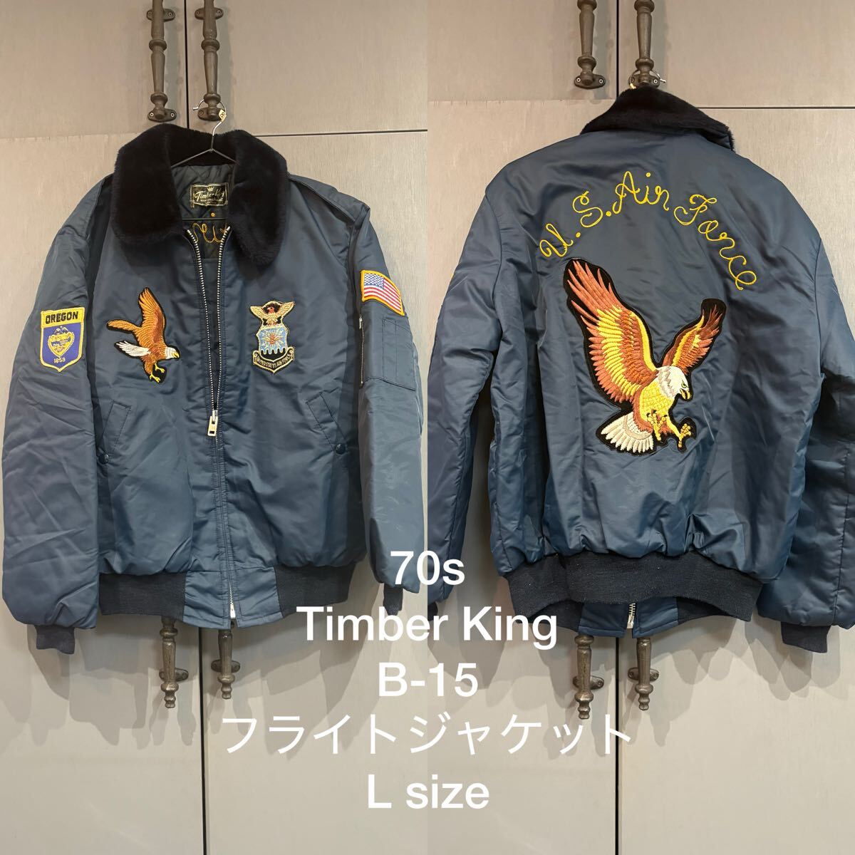 B-15フライトジャケット_GAPネイビー_Lサイズ 美品 襟ボア_OLD GAP
