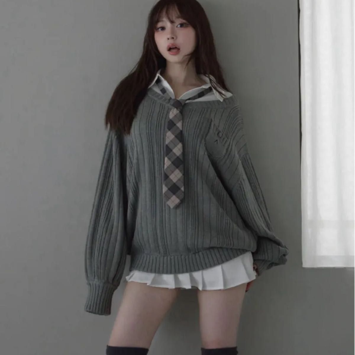 ANDMARY Karen knit set mini dress gray S アンドマリー｜Yahoo