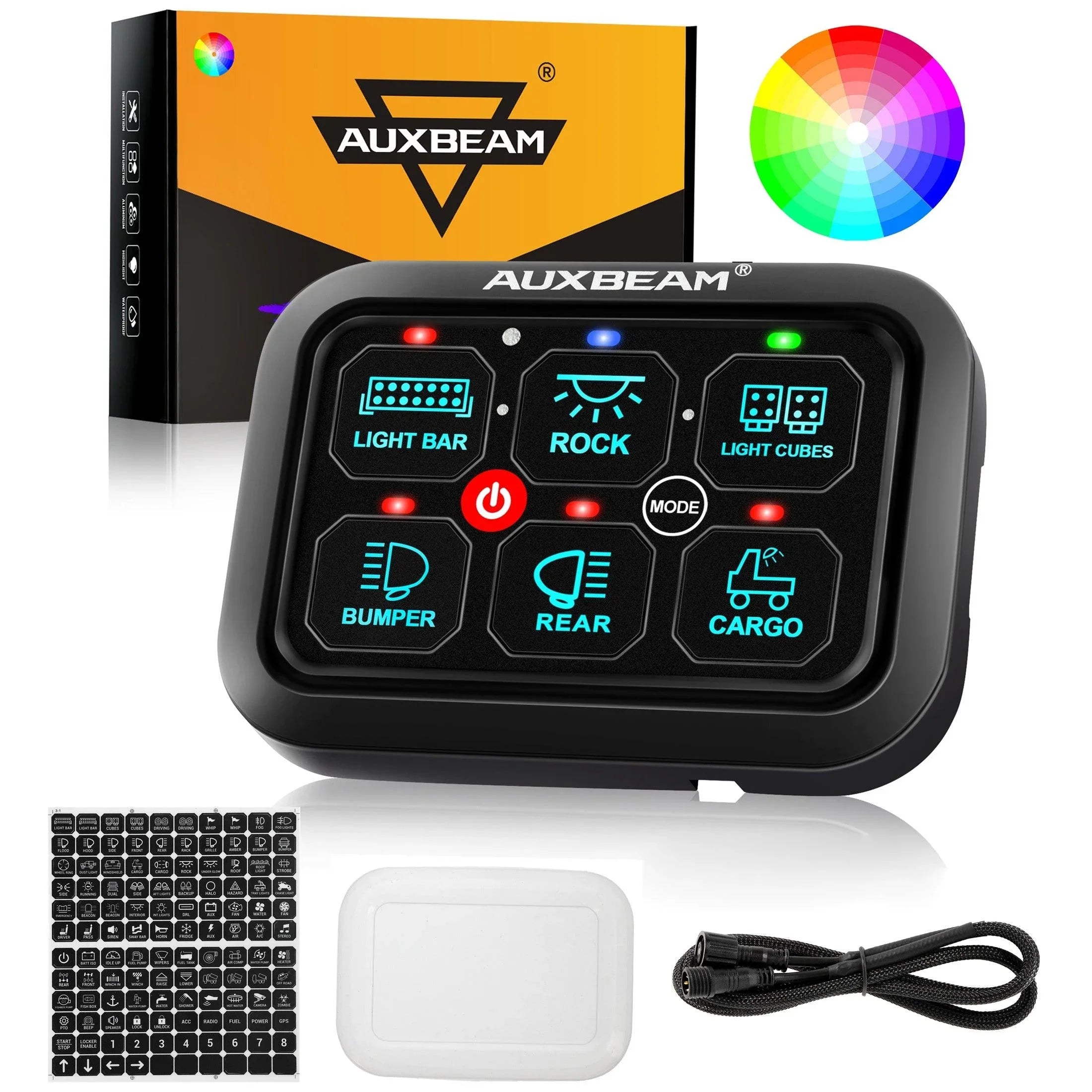 Auxbeam® RGB Series 6/8 Gang LED Switch Panel,Off Road Light
