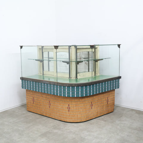 店舗受取限定】和製アンティーク 昭和レトロなL字のガラスショーケース