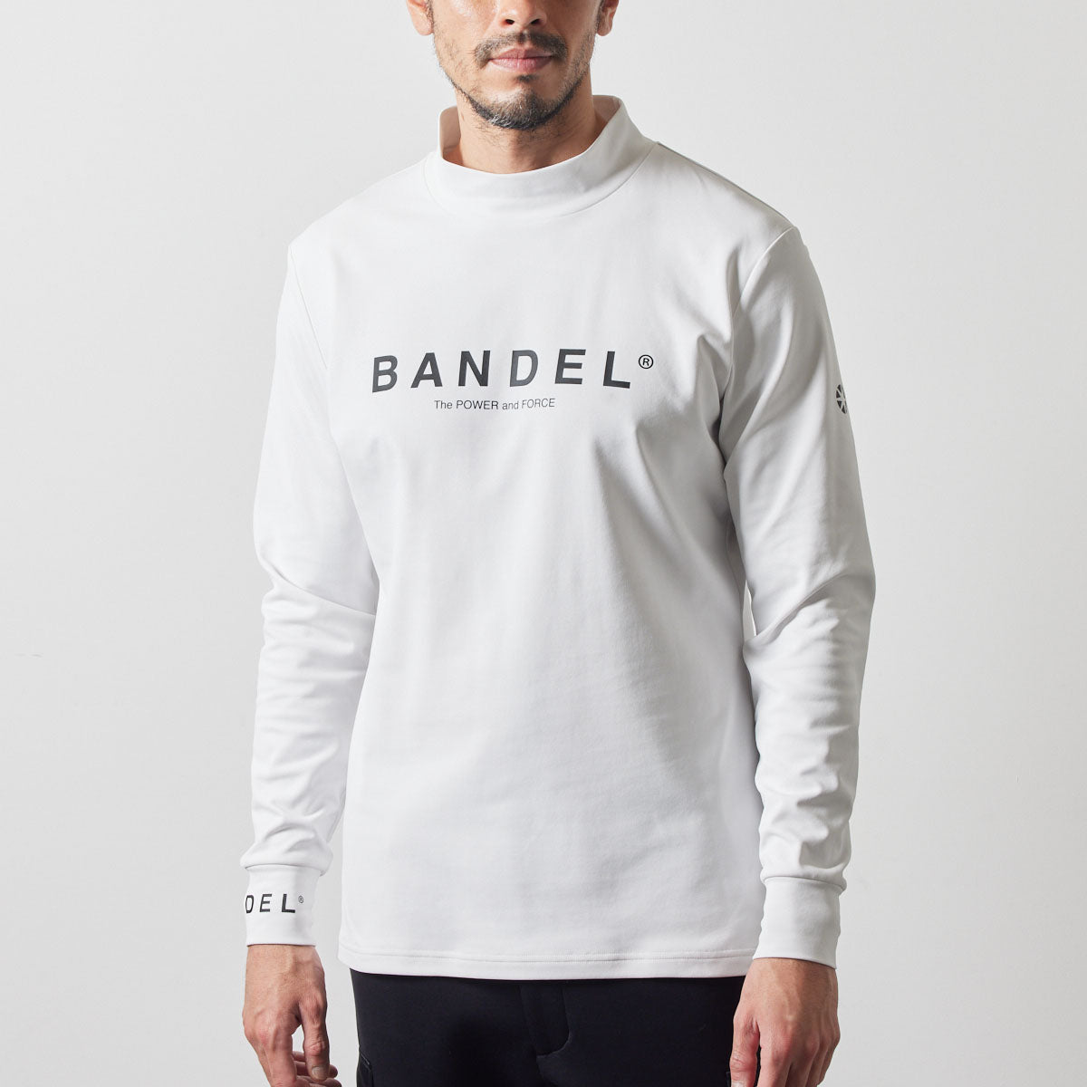 新品・タグ付き】BANDEL メンズ モックネック ホワイト シルバー総柄 M