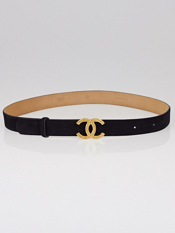 Chanel Black Suede CC Logo Belt | Yoogi's Closet