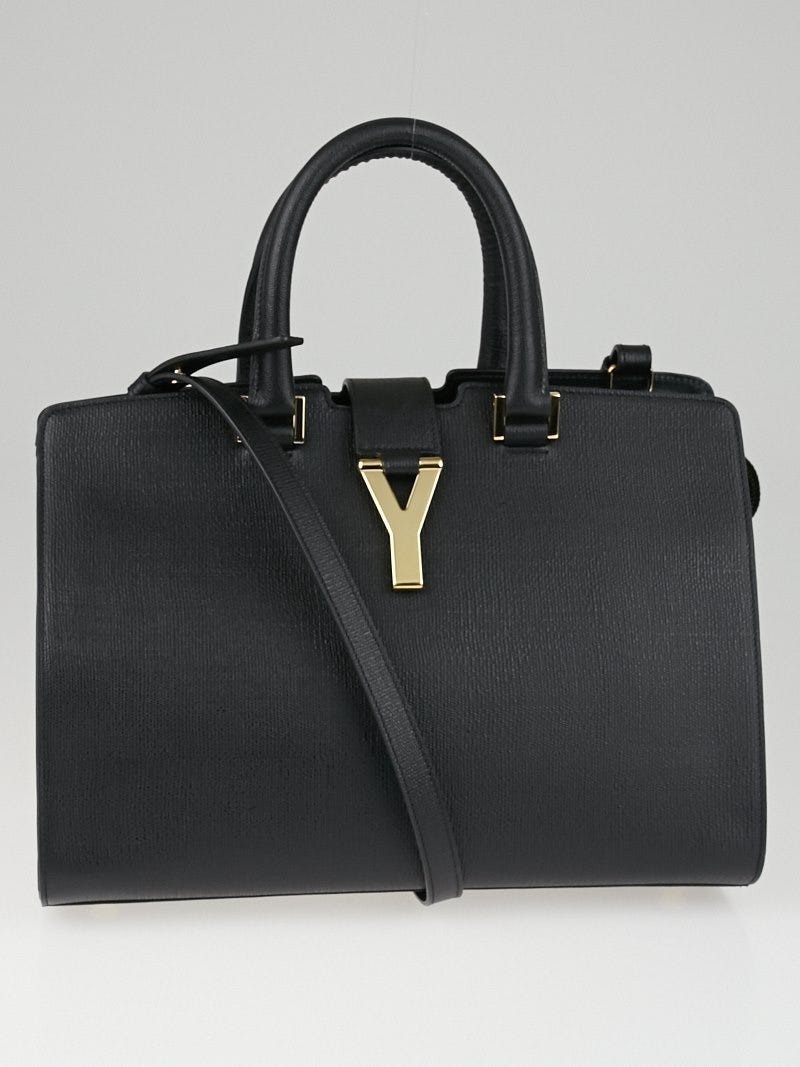 Yves Saint Laurent Black Saffiano Textured Leather Small Cabas