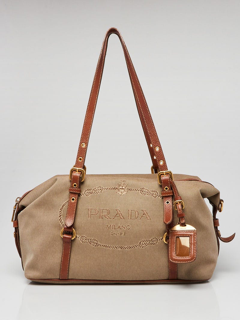 Prada Corda/Orzo Logo Jacquard Canvas Bauletto Bag BL0600